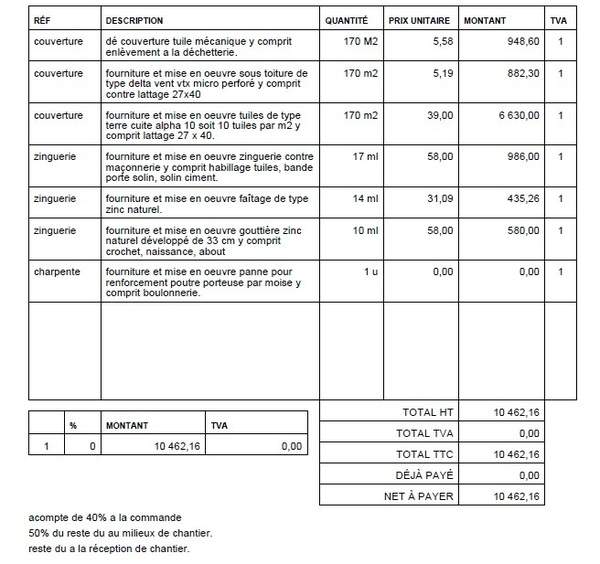 remplacement toiture prix